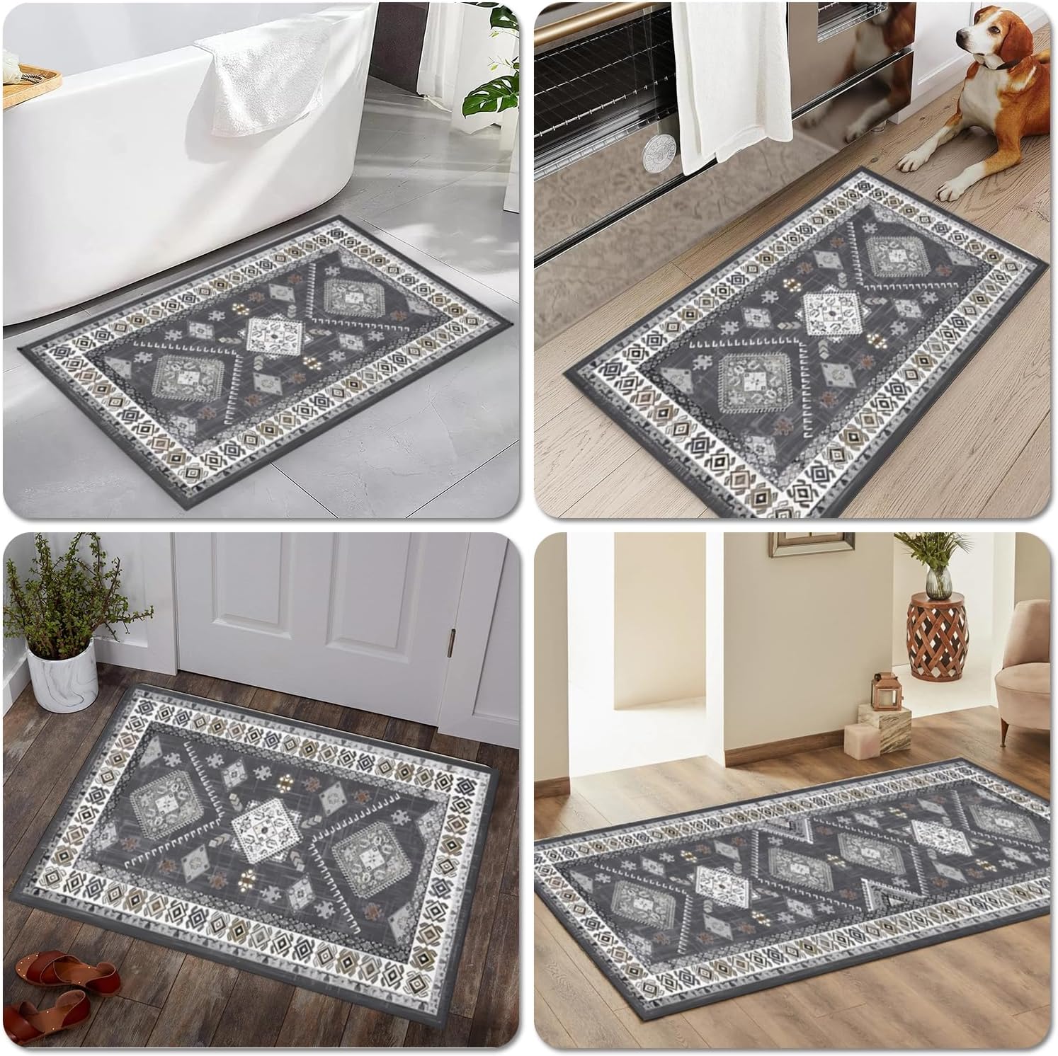 Boho Kitchen Rugs Sets 4 Piece With Runner Floral Kitchen Floor Mat Carpet Farmhouse Kitchen Rugs And Mats Non Skid Washable Runner Rug For Kitchen Floor Sink 8