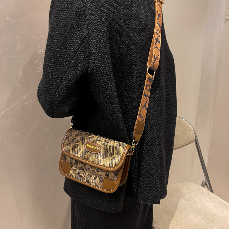 Title 4, Letter Wide Shoulder Strap Leopard Print Fashio...