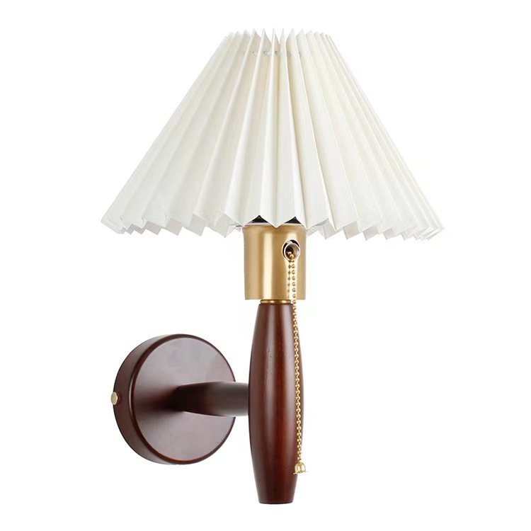 Title 6, Vintage Copper Bedside Wall Lamp Pleated