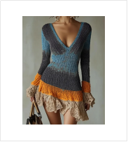 Long sleeved Short Dress For Women Blue - Shop at LoveMi