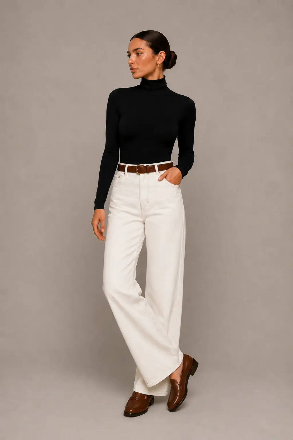 Women's Long Sleeve Turtleneck Bodysuit Soft Stretch Slim Fit Basic One Piece Top