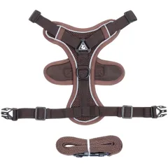 Summer Cat Chest Harness And Leash, Anti-Escape Adjustable Soft Mesh Cat Leash And Chest Harness Set For All Types Of Cats Cat Vests - Coffee - View 1