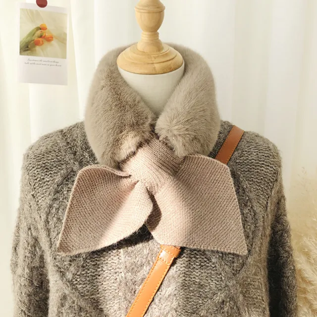 Women's Thick And Warm Plush Rabbit like Scarf Coffee - Shop at LoveMi