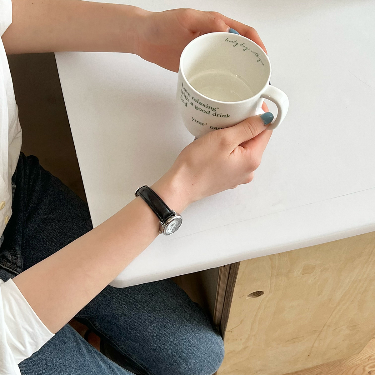 Simple Letter Ceramic French Mug