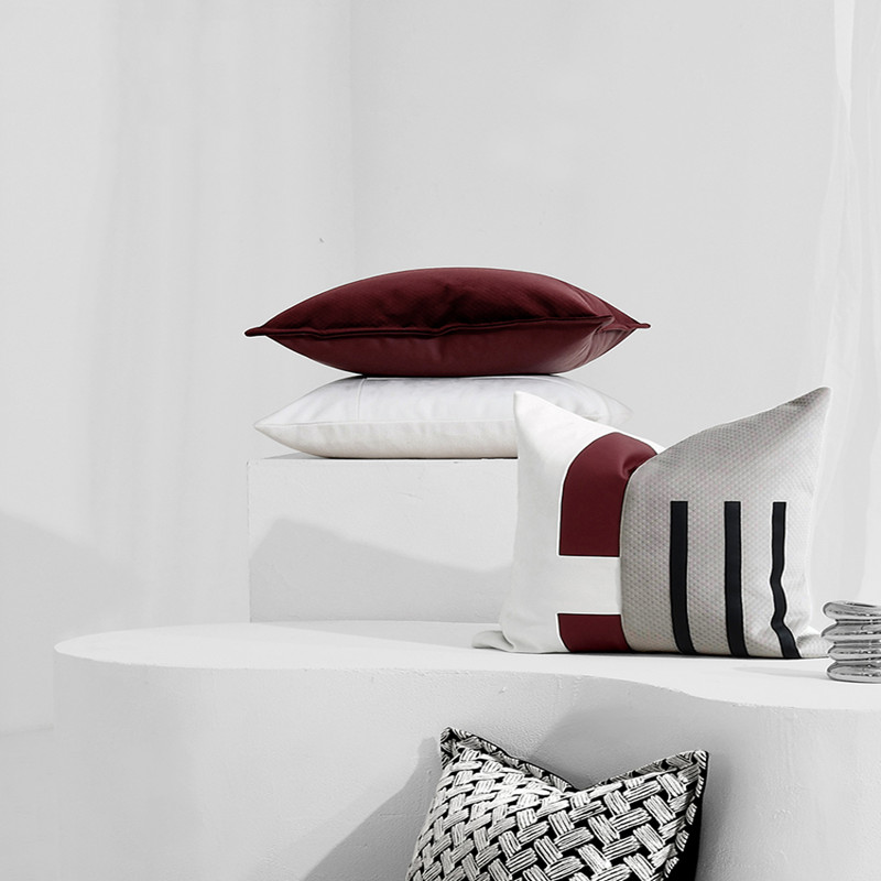 Light Luxury And Simple Modern Red And White Sofa Pillowcase