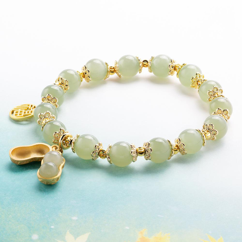 Title 5, Peanut Hotan Jade Bracelet Female Full String P...