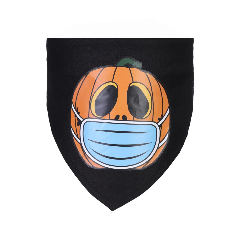 Large Dog Triangle Scarf Cat Ghost Festival Scarf - Black Mask Pumpkin