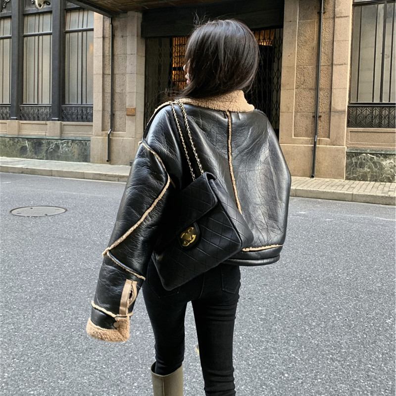 Ladies Short Thicken Net Red Street-Fried Motorcycle Jacket