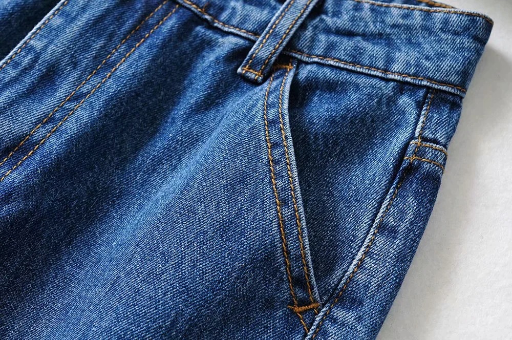 High Waist Slim Wide Leg Jeans Retro Tooling Fashion Stitching Long