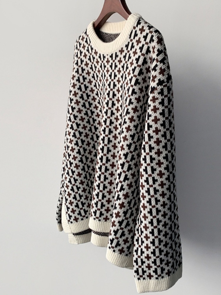 Loose Round Neck Long Sleeve Pure Cashmere Sweater