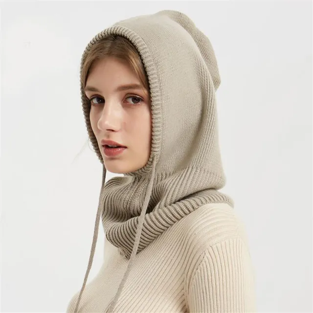 New Autumn And Winter Women's Hat Scarf All in one Pullover Cap Bib Fashion Wool Knitted Cap Khaki - Shop at LoveMi