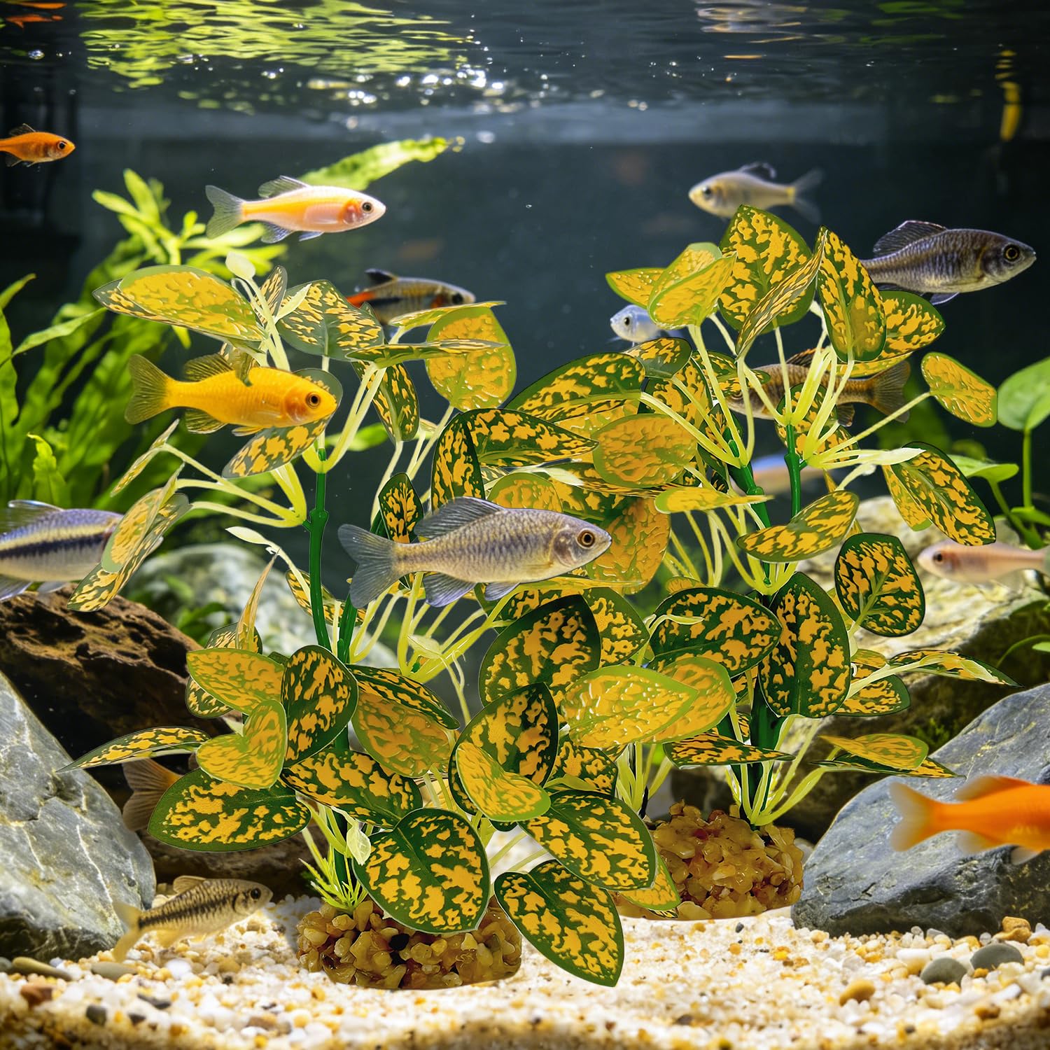 Silk Aquarium Plants 2-Pack, 8.6-inch Artificial Aquarium Silk Plants - Simulated Fish Habitat Decor, Safe Silk Plants For Aquariums Fish Fishbowl
