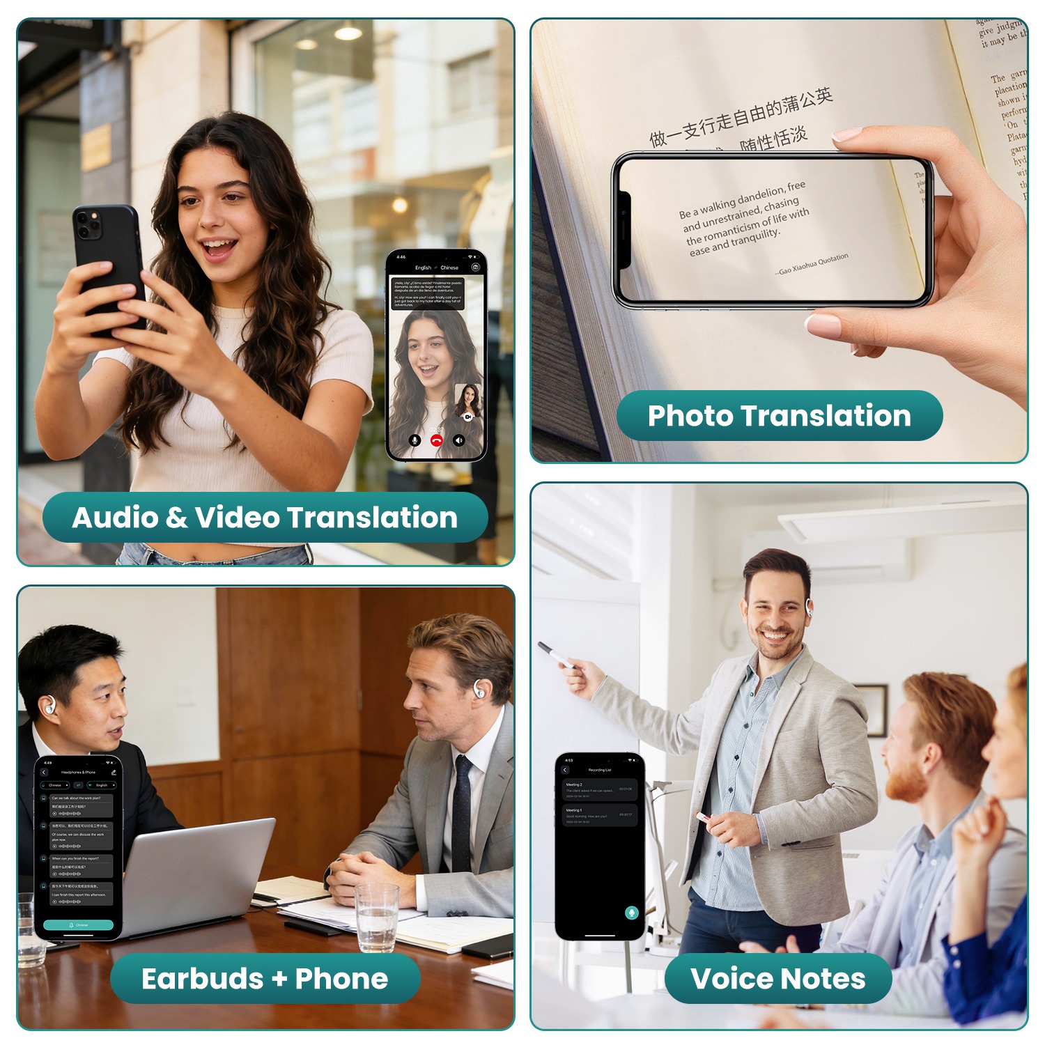 Open-Ear AI Translation Earbuds 165 Language Real Time AI Headphone Wireless 6.0 Translating Earbuds With 360 Degree Rotating Charging Case Lanyard For Travel Meetings Language Learning thumbnail 3