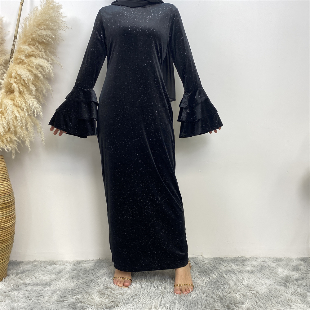Velvet Flared-Sleeve Party Dress, picture 2 of 7