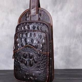 Men's Casual Waxed Cowhide Satchel Korean Version - Coffee