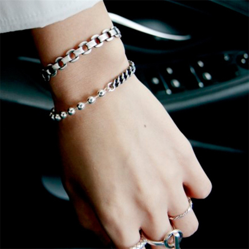 Women's Sterling Silver Distressed Ball Chain Bracelet