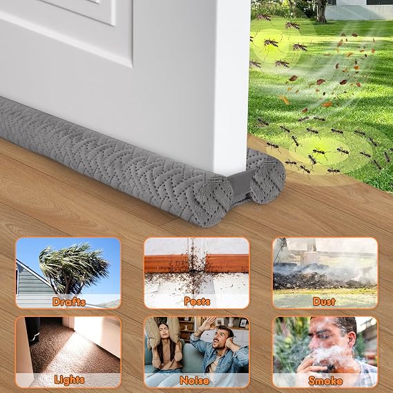 Premium Velvet Under Door Draft Stopper, Adjustable Windproof Seal For Blocking Cold Air, Light, Dust And Noise 6