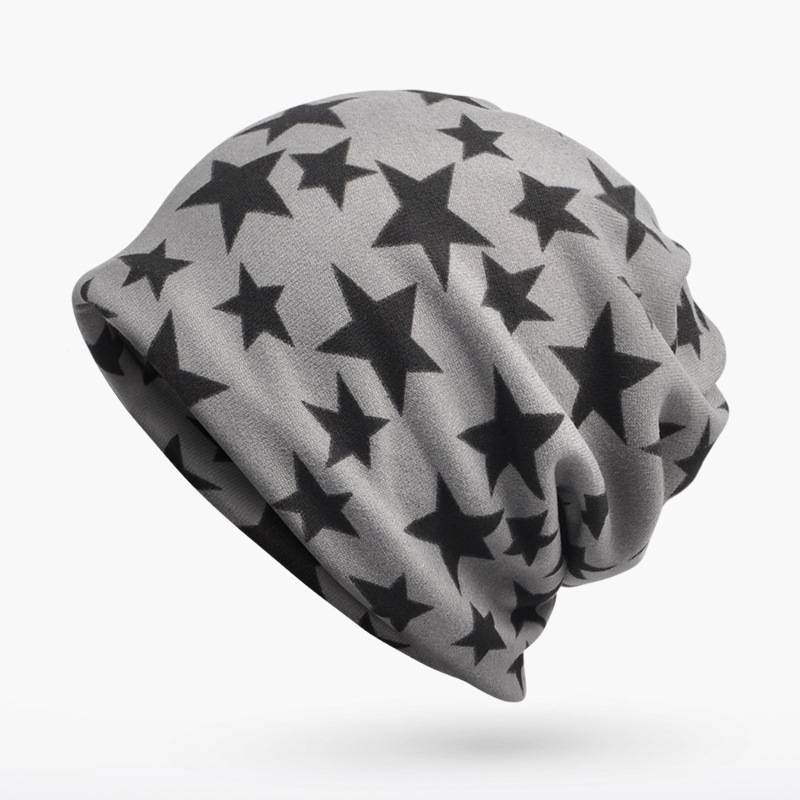 3 in 1 Ring Scarf For Women Men Beanies Hats With Pentagram Pattern Double Layer Hip Hop Hedging Cap Lining With Velvet — foto 2