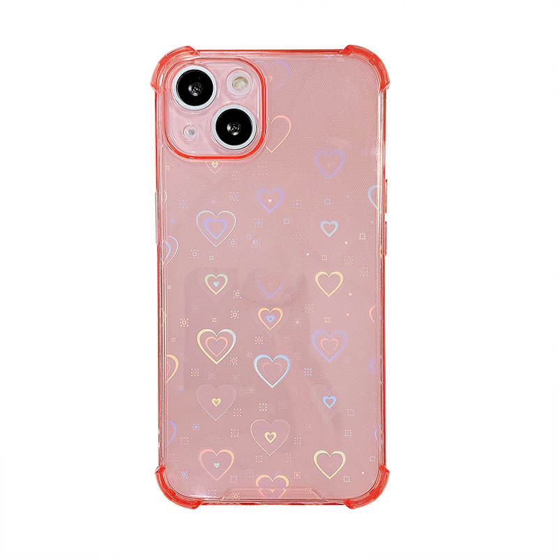 Coque de téléphone en silicone avec amour multicolore laser – orange – iPhone 7/8/SE2
