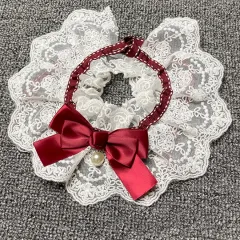 Cat Saliva Towel English Short Teddy Koki Festive Decorations - Claret Red - View 1
