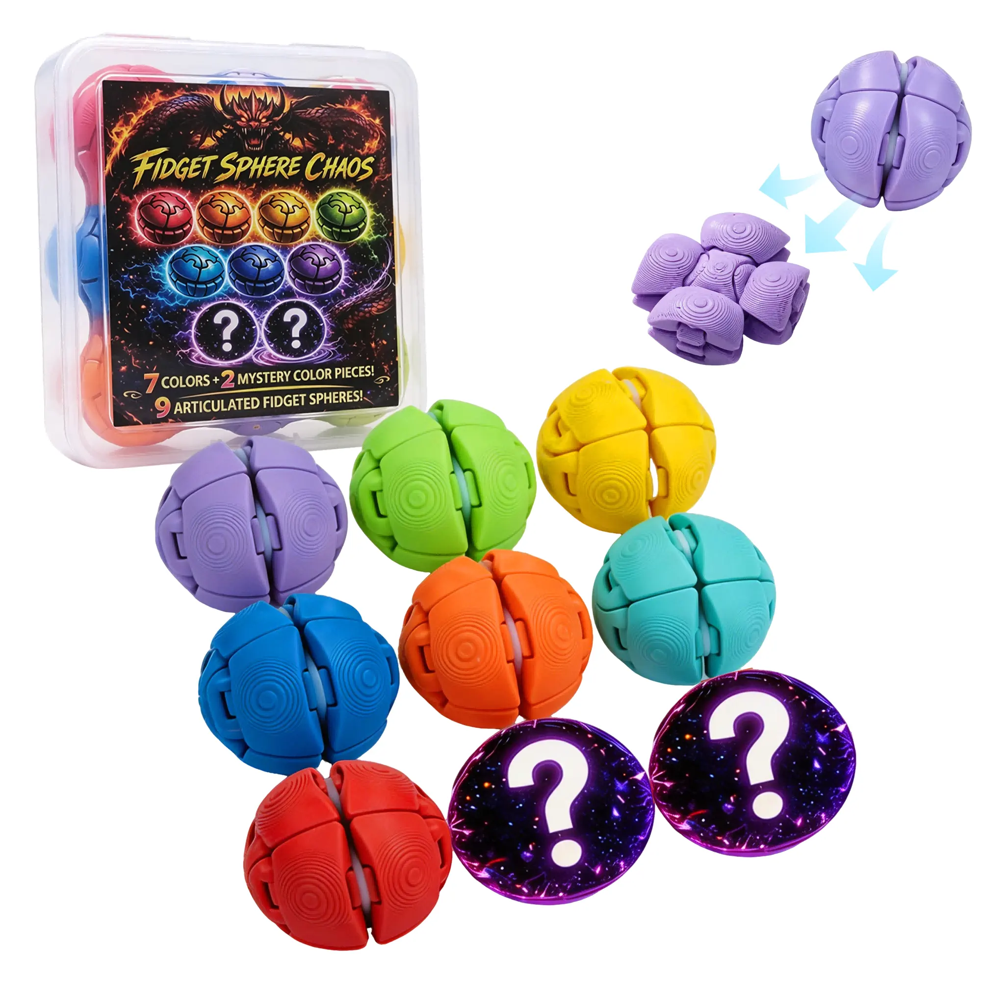 3D Printed Fidget Balls, Colorful Stress Relief