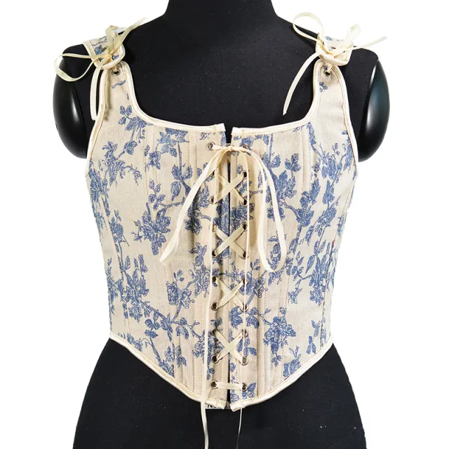 French Style Vintage Fishbone Corset With Straps Magnolia - Shop at LoveMi