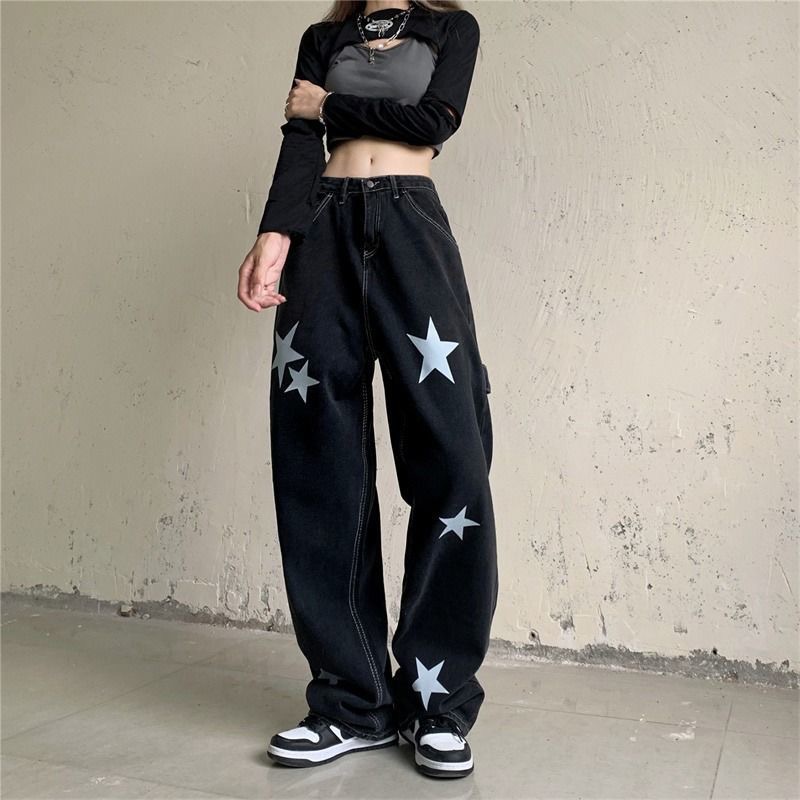 Title 5, New Korean Retro High Waist Wide Leg Dad Long P...