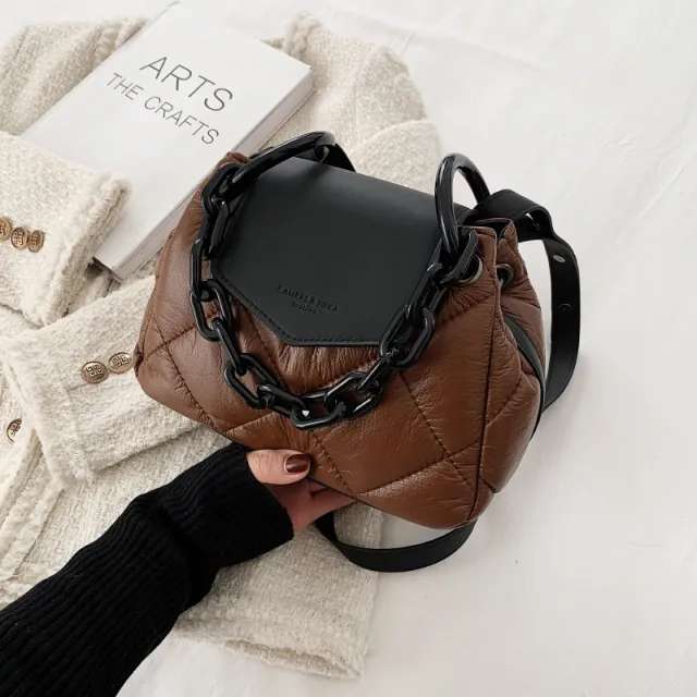 New Trendy Fashion Rhombus Shoulder Bag Coffee - Shop at LoveMi