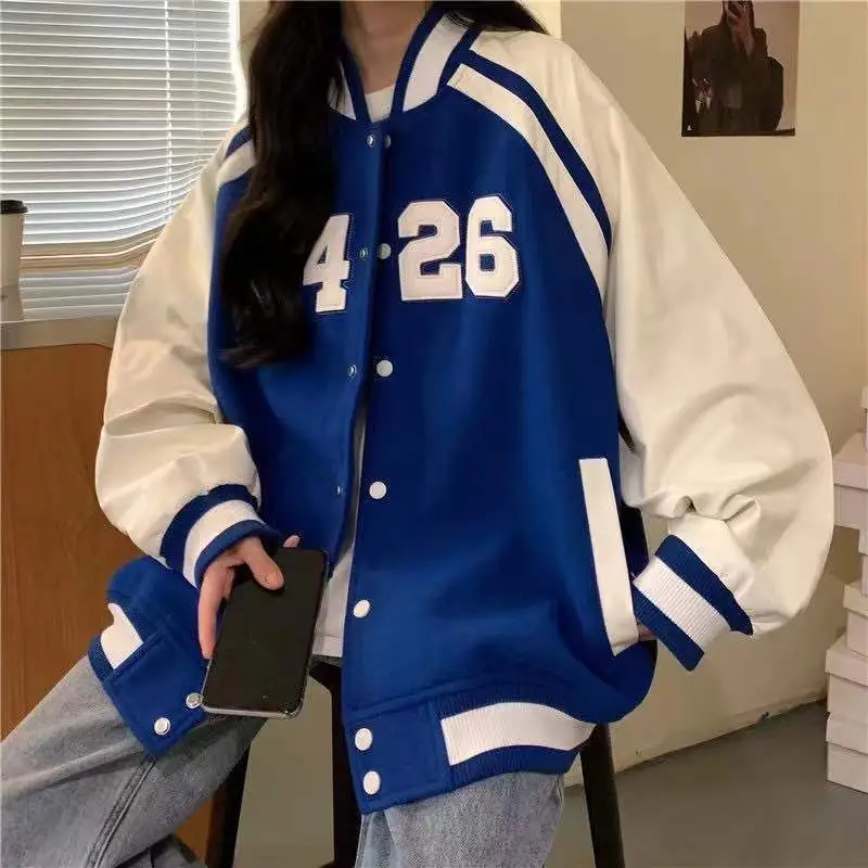 Women's Spring And Autumn New Letter Contrast Color - Blue