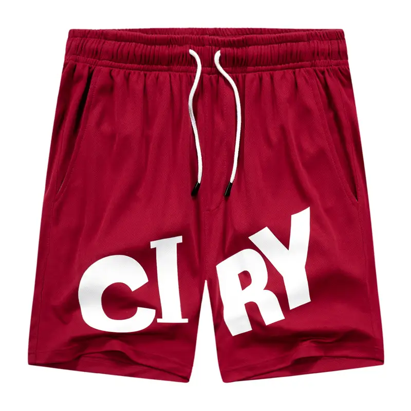 Letter Print Shorts Beach Pants Holiday Drawstring Five-point Pants