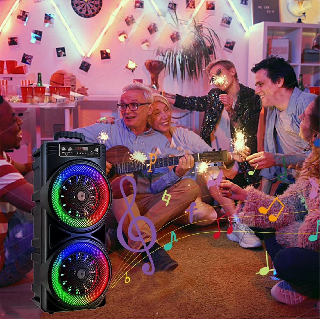 Portable Bluetooth Speaker Sub Woofer Heavy Bass Sound System Party Mic UK 5