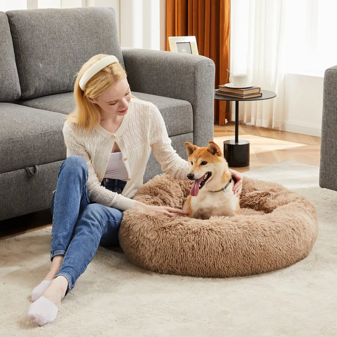 24 Inch Anti-Slip Round Fluffy Plush Faux