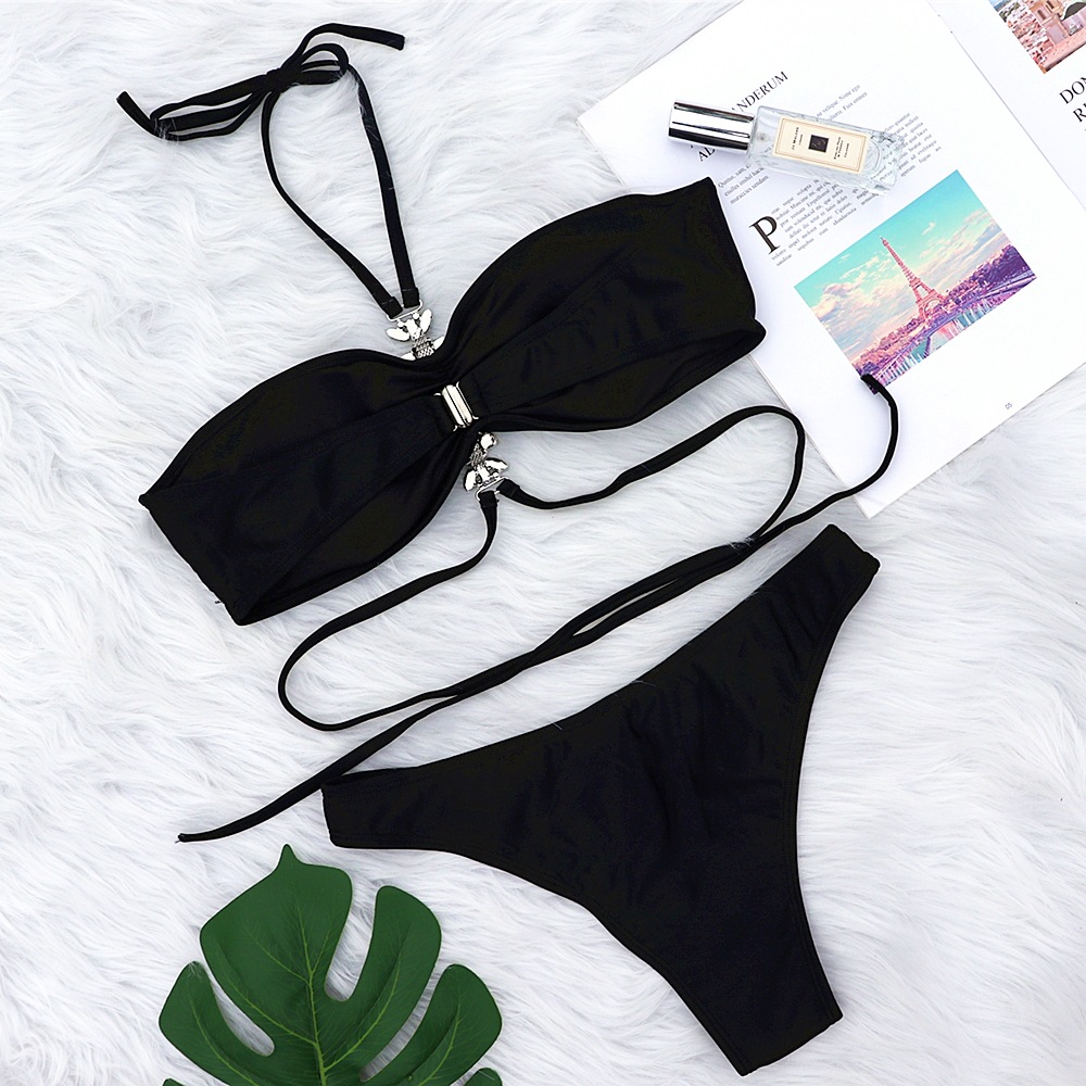 Women’s Split Swimsuit With Halterneck Straps