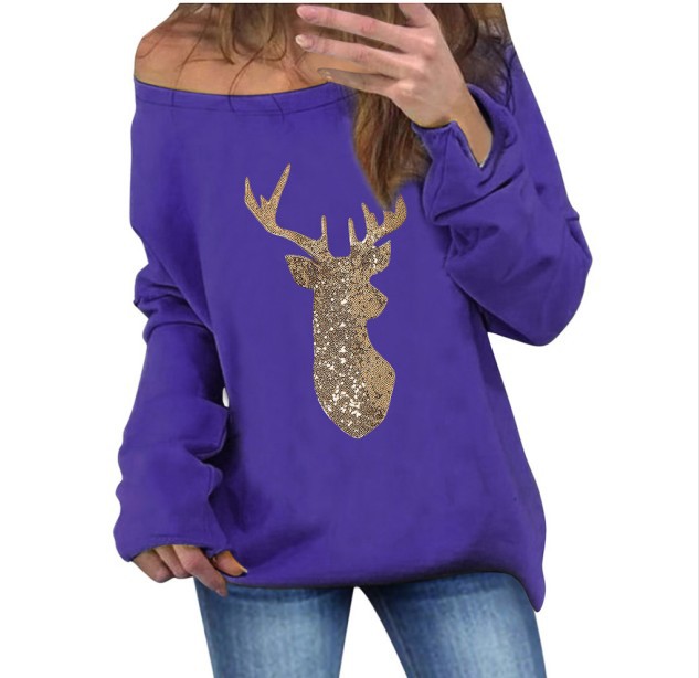 Title 3, Christmas sequined deer long-sleeved pullover