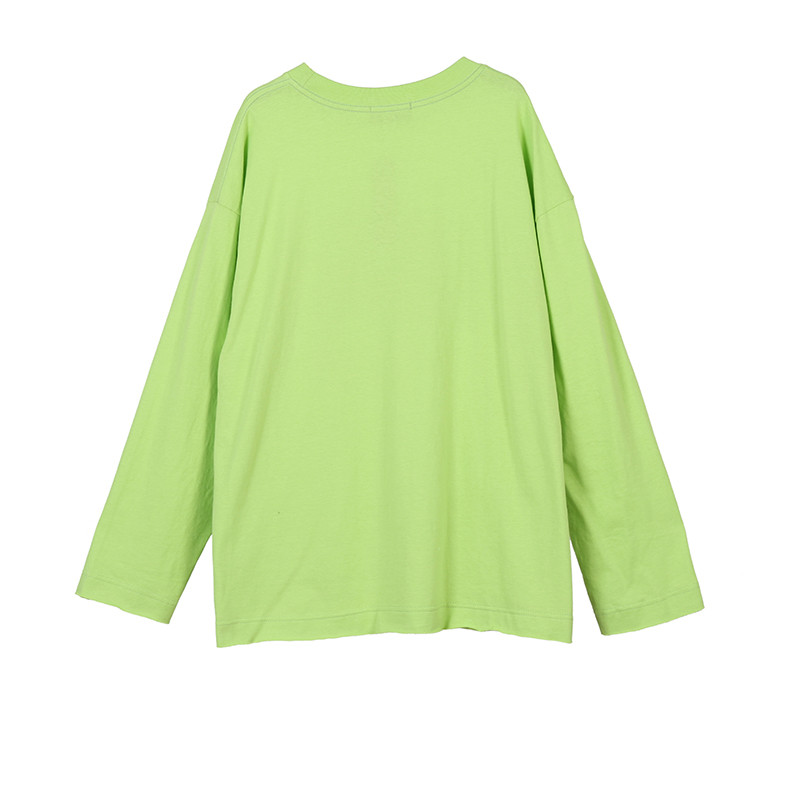 Thin Cartoon Print Pullover Long-sleeved T-shirt Women Pure Cotton Temperament Trend