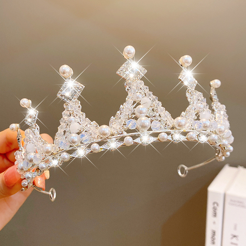 Sweet Fashion Jewelry Hair Accessories Multicolor Pearl Crown Banquet Birthday Fashion Princess Headband Girl Kawaii Crown Crown Headband Headgear Headgear Crystal  Wedding Party Hair Accessories — foto 11