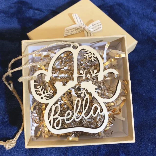 Creative Personalized Dog Name Pet Dog Paw Christmas Decorations - Shop at LoveMi