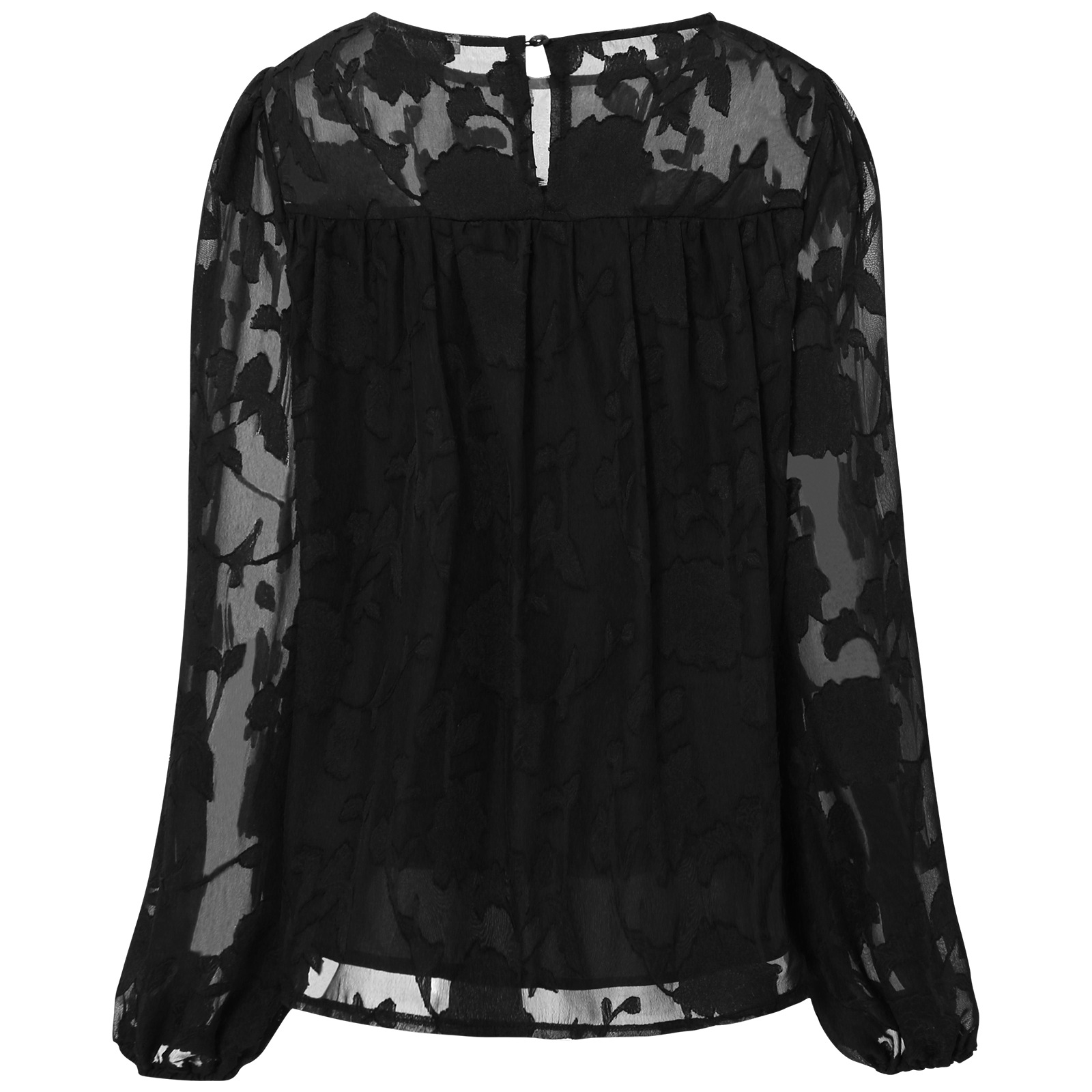 Women's Loose Chiffon Shirt Jacquard Crew Neck Top