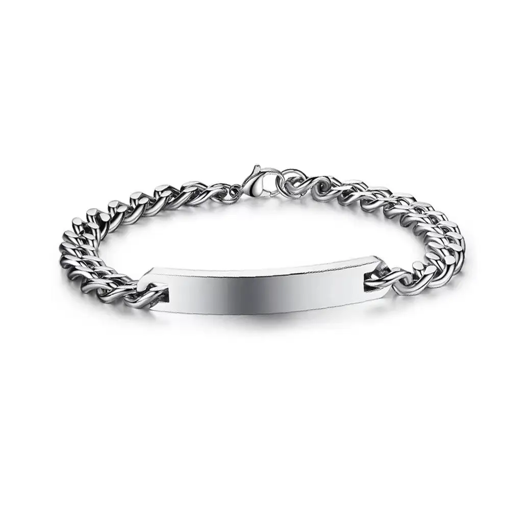 Titanium Steel Glossy Couple Bracelet Summer Korean Fashion Trendy Unique DIY Can Carve Writing Accessories Cross-border Hot E-commerce