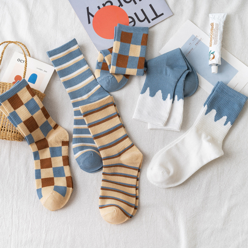 Title 9, Breathable stockings plaid cotton socks