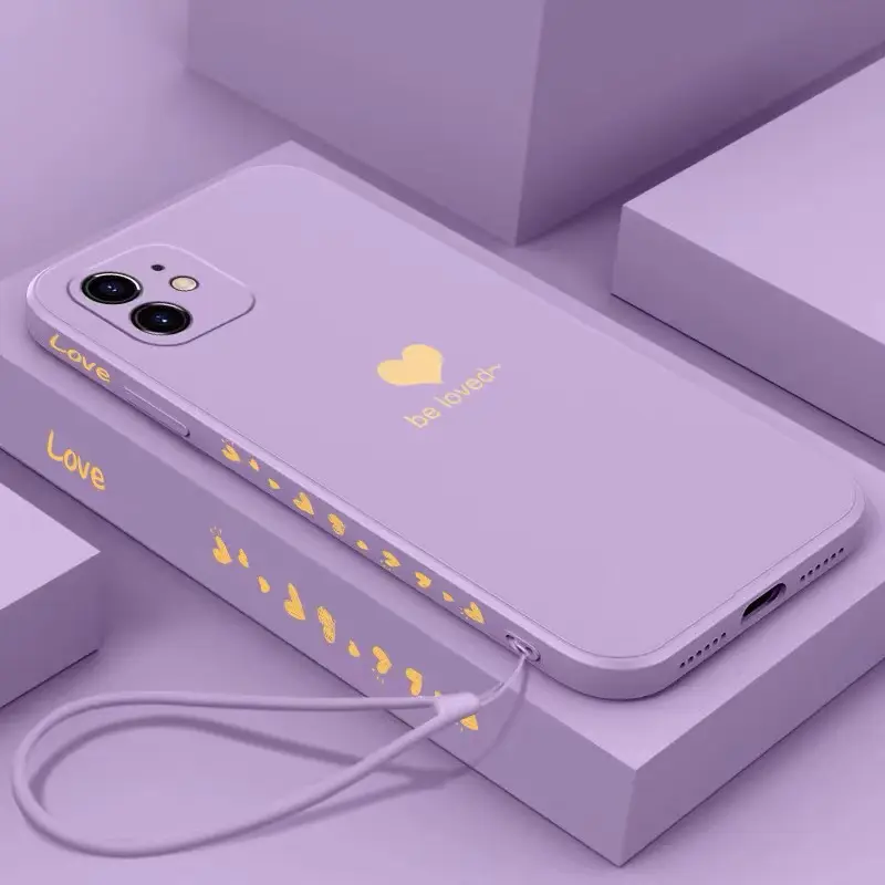Mobile Phone Case Creative Liquid Ultra-thin Cute Heart-shaped Square