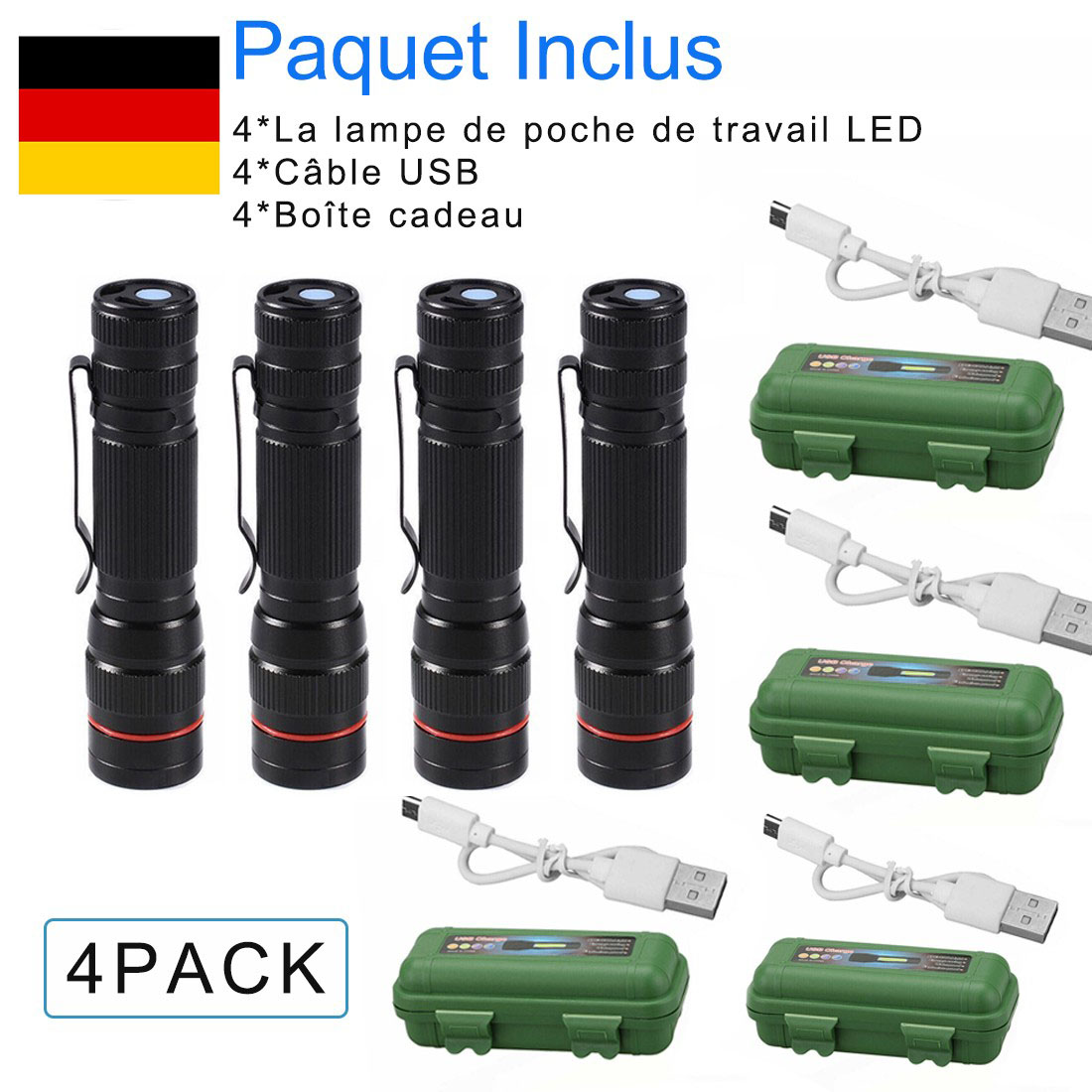 LED Flashlight USB Rechargeable Tactical Zoom Torch Most Powerful Mini Pen Light — foto 5