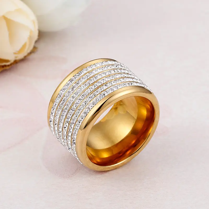 Four Rows Of Diamonds European And American Fashion Exaggerated Zircon Ring