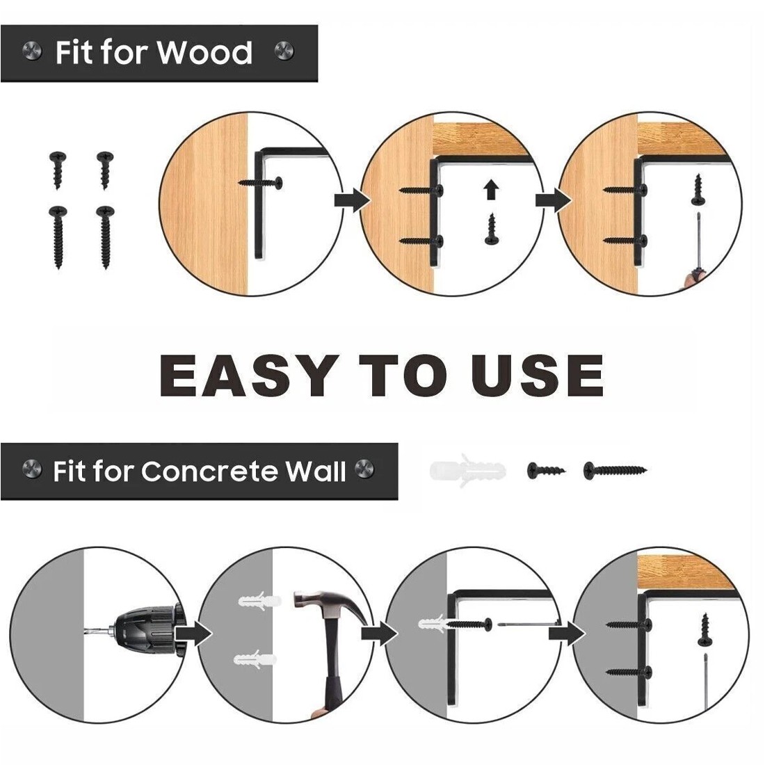 4 Pack Floating Shelf Brackets 20CM Heavy Duty Metal For Support Wall Hanging — image 2