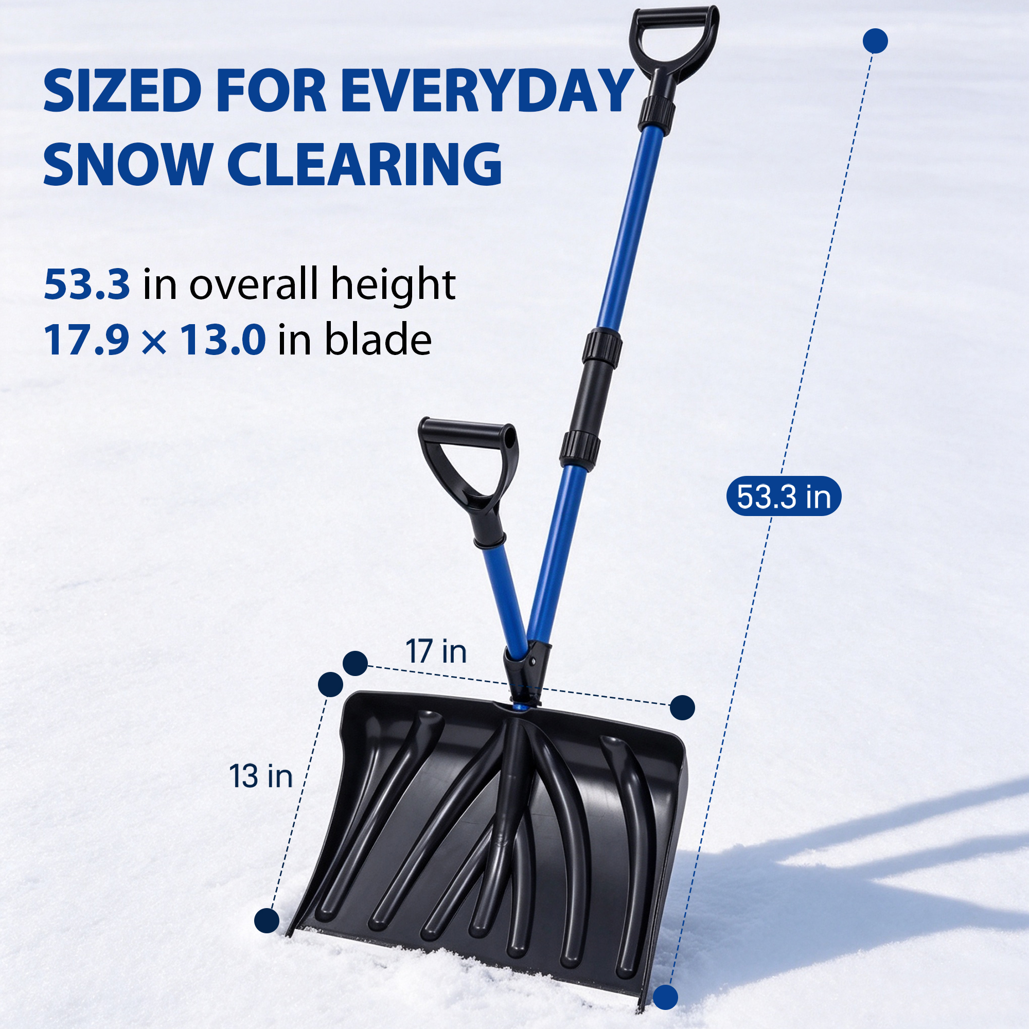 18IN Snow Shovel, Poly Blade, Spring Assisted Handle, Strain Reducing Design image 7