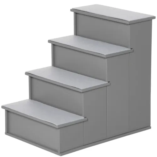PawHut 4 Step Wooden Dog Steps Pet Stairs For Dogs, Cat Ladder For Bed Couch With Non Slip Carpet 40 X 59 X 54.2 Cm, Grey Grey - Shop at LoveMi