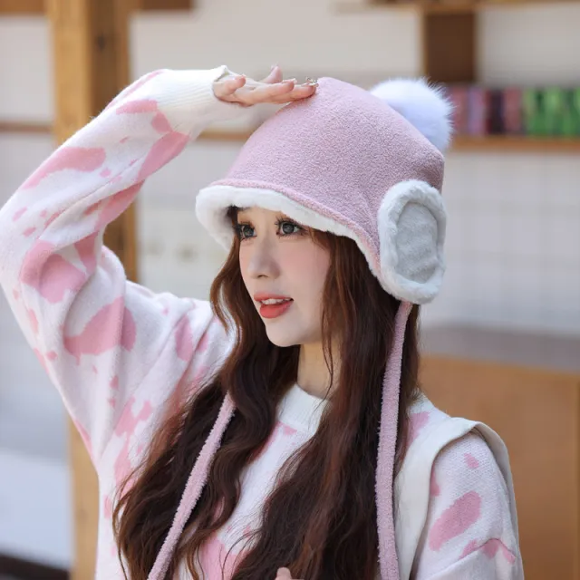 Casual Ear Protection Windproof Warm Electric Car Hat Pink - Shop at LoveMi