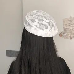 Lace Beret Hat Breathable All-match Street Trend Bud Painter Hat - White - View 1