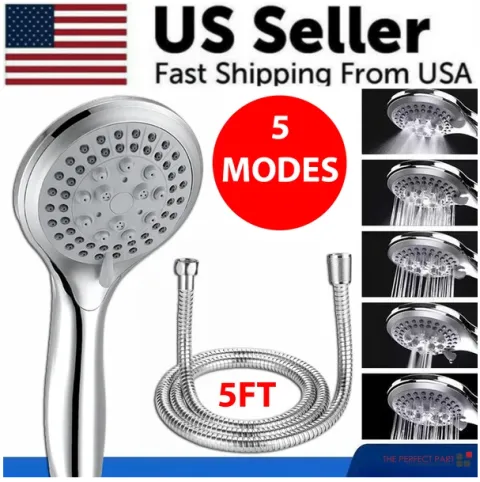 High Pressure Shower Head 5 Settings Handheld Heads Spray