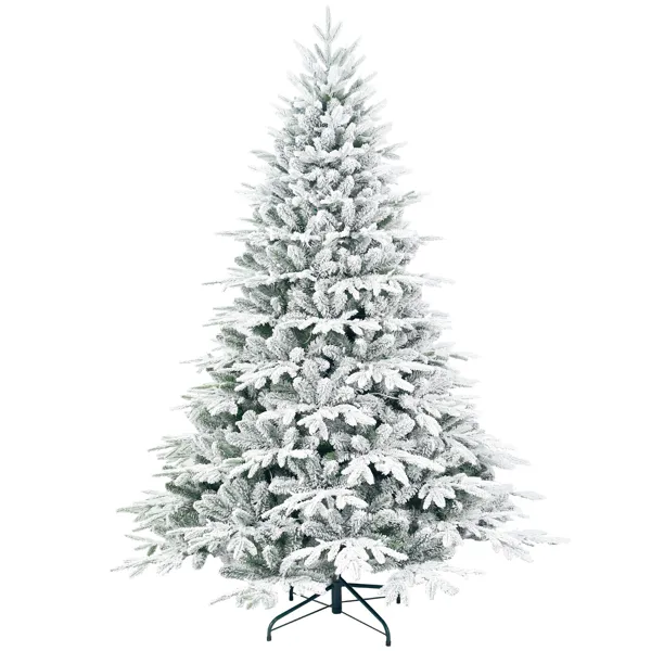 Artificial 4ft Flocked Christmas Tree With 856 PE PVC Mixed Branch Tips, 150L Warm White Led, Steel Wire Wire, Hinged Premium & Foldable Base For I... Default Title - Shop at LoveMi